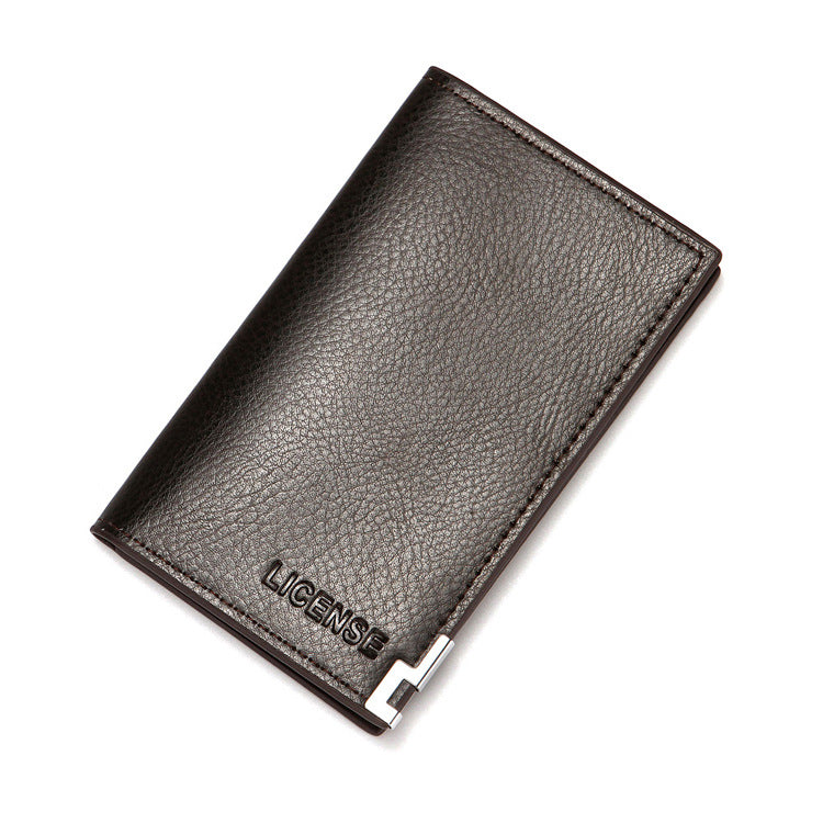 Men's Grain Leather Clamp Stylish Portable Clutch Push-pull Card Holder