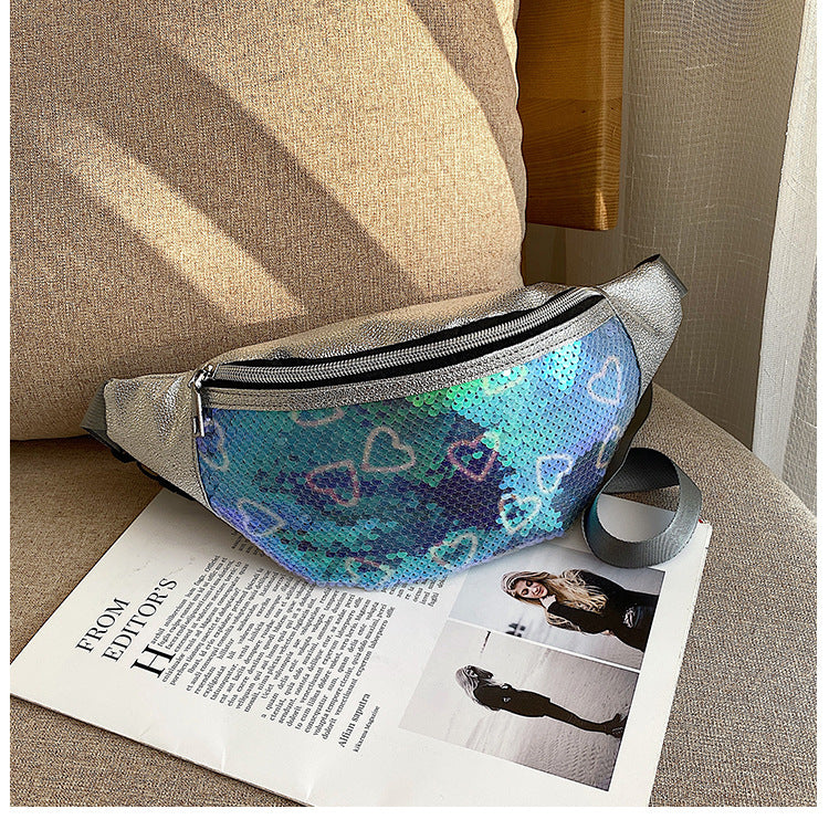 Women's Sequined For Fashion Laser Korean Trendy Men's Waist Packs