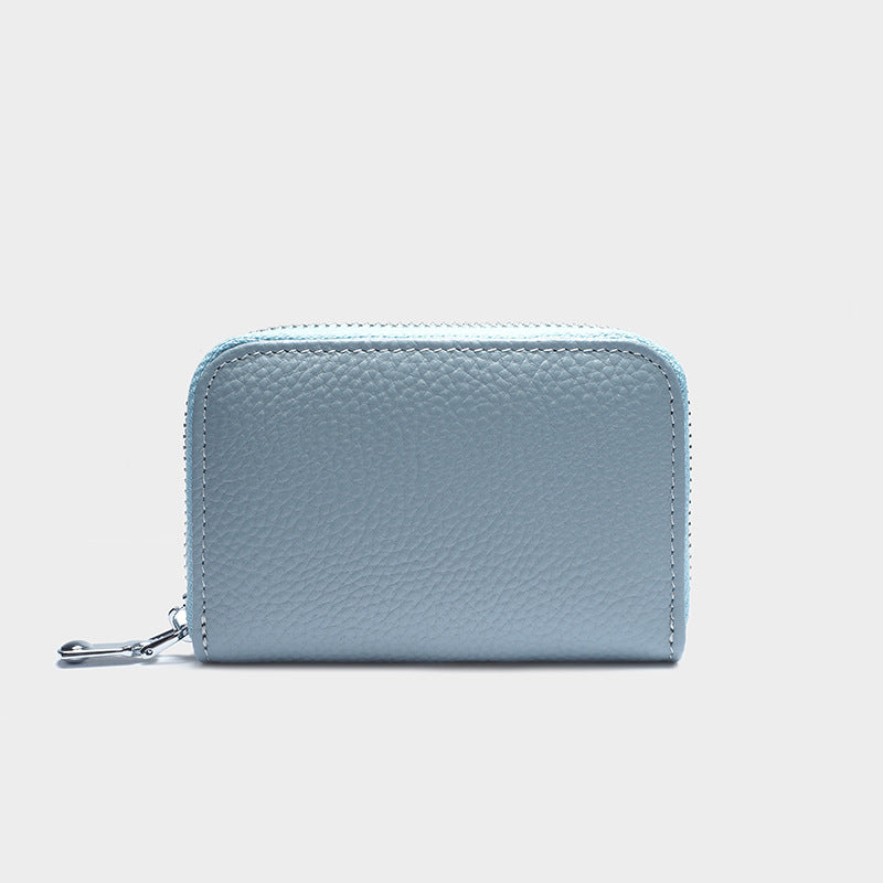 Women's & Men's & Genuine Leather Korean Cowhide Zipper Card Holder