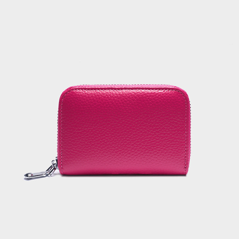 Women's & Men's & Genuine Leather Korean Cowhide Zipper Card Holder