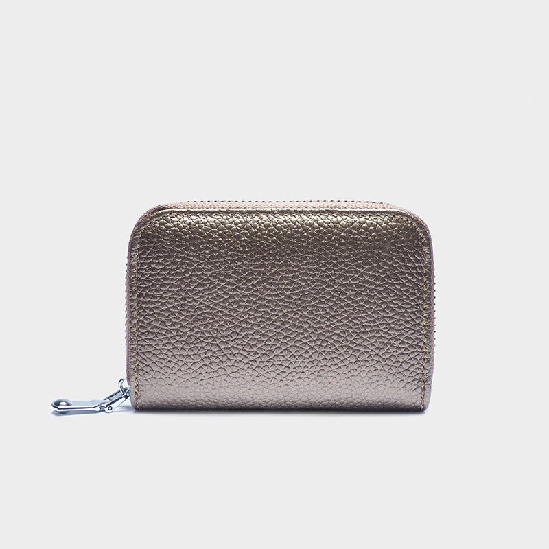 Women's & Men's & Genuine Leather Korean Cowhide Zipper Card Holder