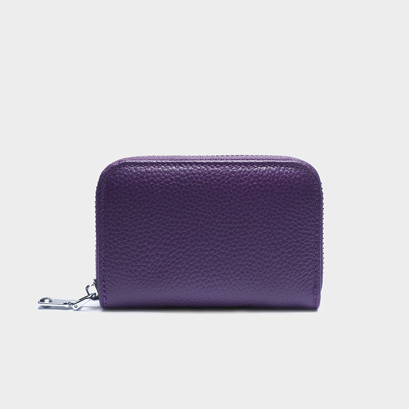Women's & Men's & Genuine Leather Korean Cowhide Zipper Card Holder