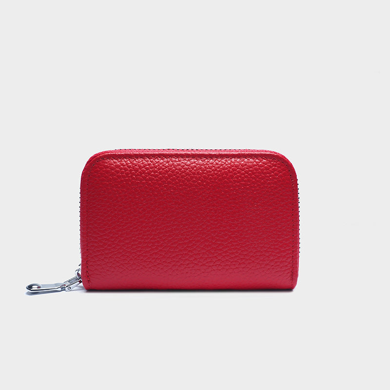 Women's & Men's & Genuine Leather Korean Cowhide Zipper Card Holder