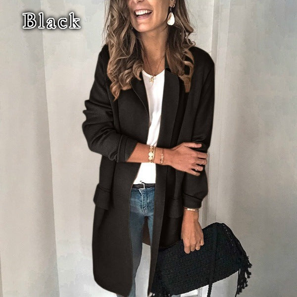 Women's Solid Color Long Sleeve Faux Pocket Suits