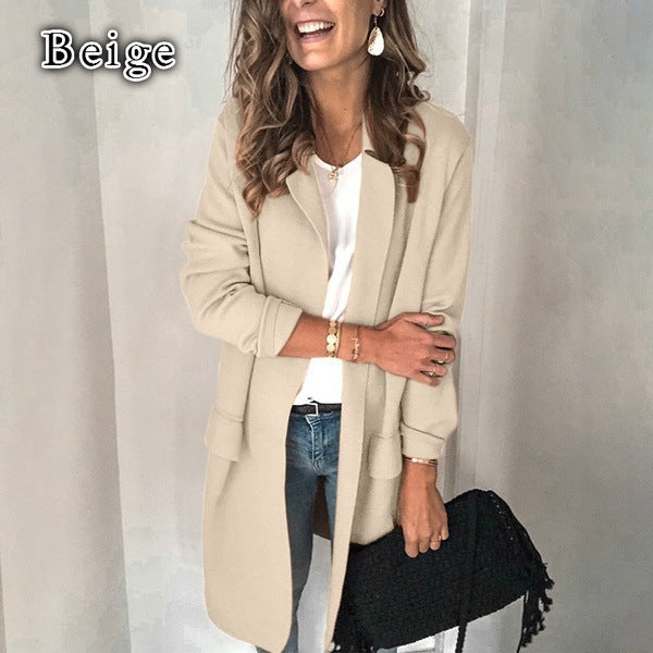 Women's Solid Color Long Sleeve Faux Pocket Suits