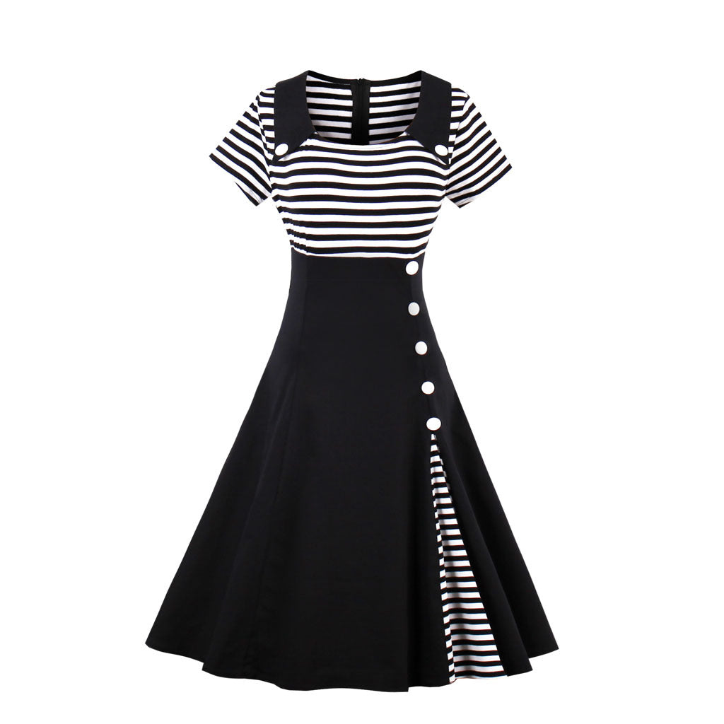 Women's Glamorous Graceful Striped Retro Dress Dresses