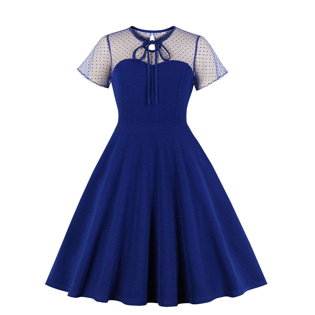 Women's Polka Dot Sleeve Stitching Pettiskirt Large Swing Dresses