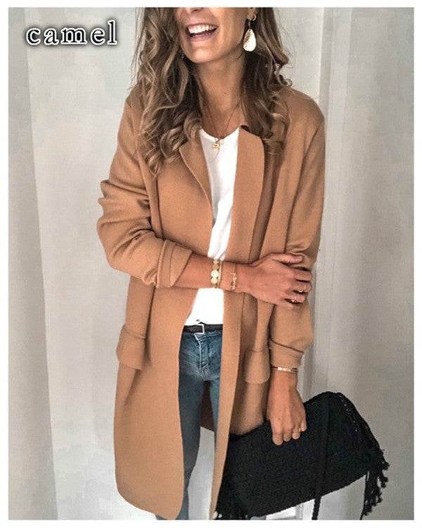 Women's Solid Color Long Sleeve Faux Pocket Suits