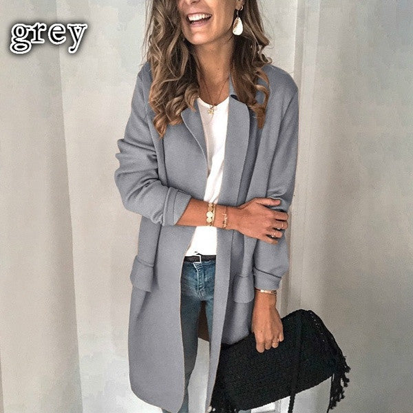 Women's Solid Color Long Sleeve Faux Pocket Suits