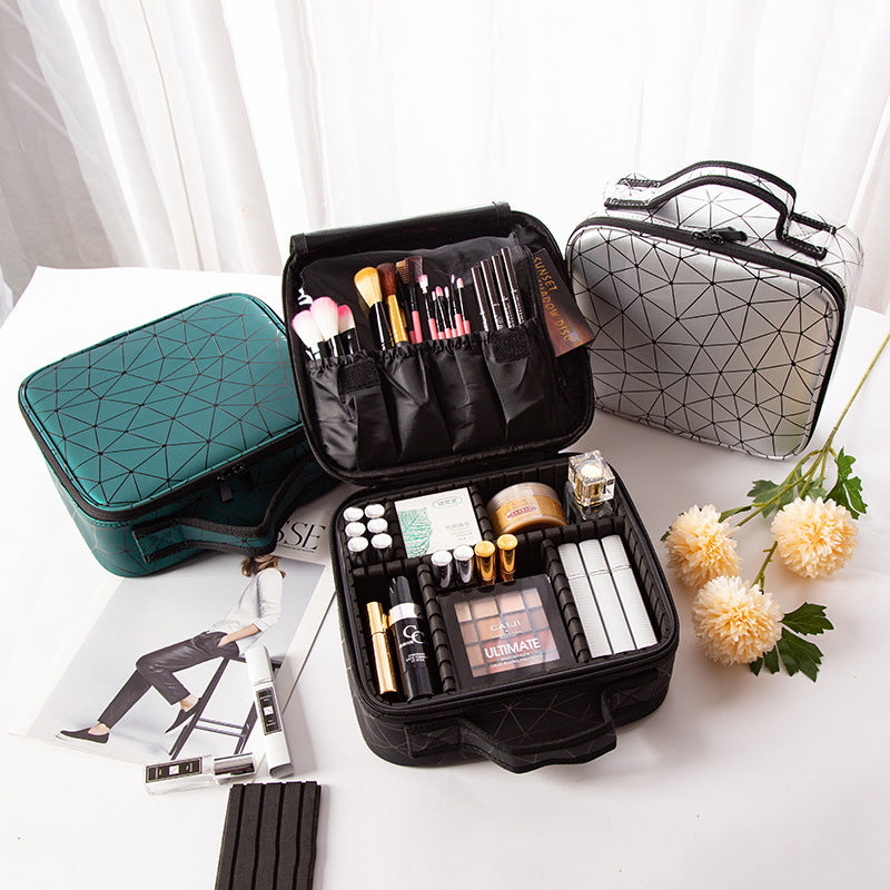 Rhombus Waterproof Partition Large Capacity Portable Cosmetic Bags
