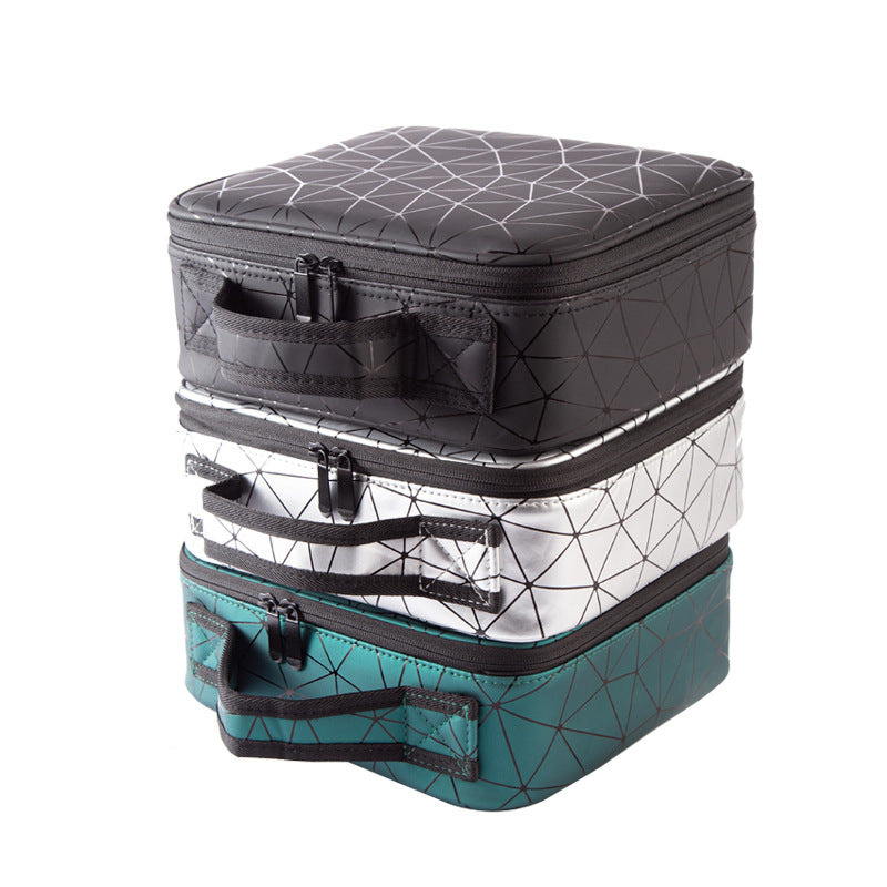 Rhombus Waterproof Partition Large Capacity Portable Cosmetic Bags