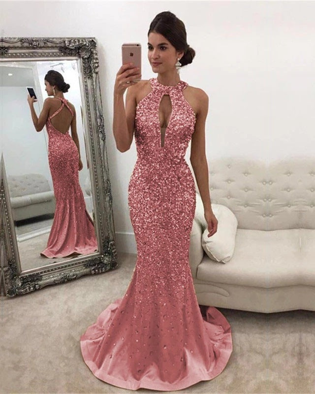Glamorous Dress Sexy Round Neck Backless Wedding Dresses