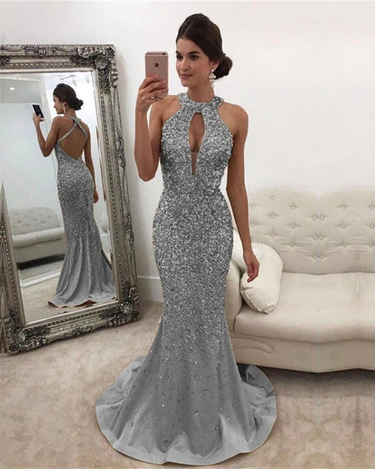 Glamorous Dress Sexy Round Neck Backless Wedding Dresses