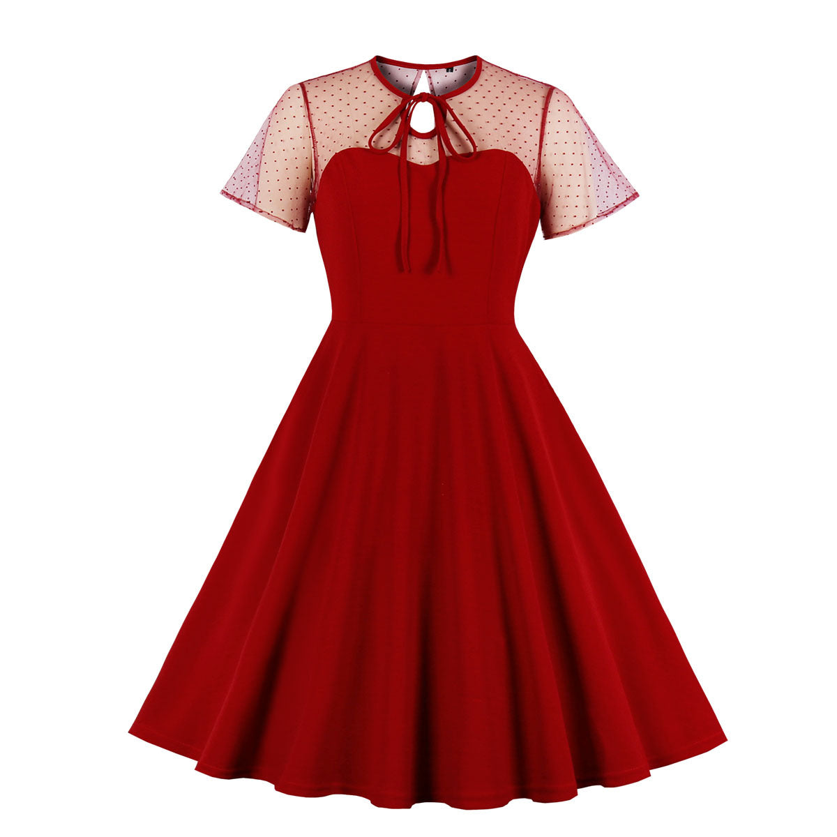 Women's Polka Dot Sleeve Stitching Pettiskirt Large Swing Dresses