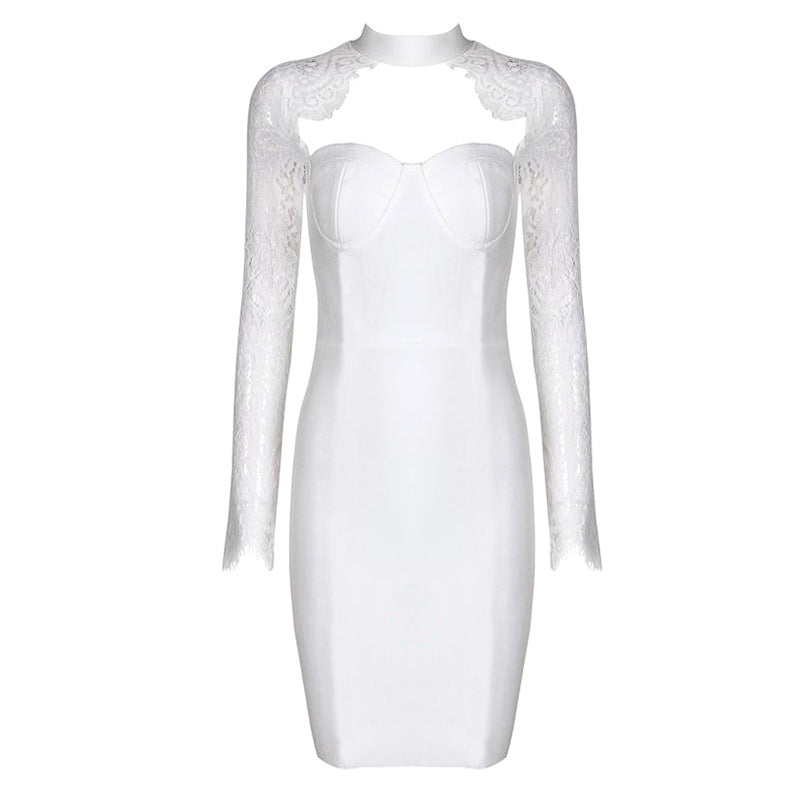 Fashion Sexy Halter Tube Lace Dress Banquet Dresses