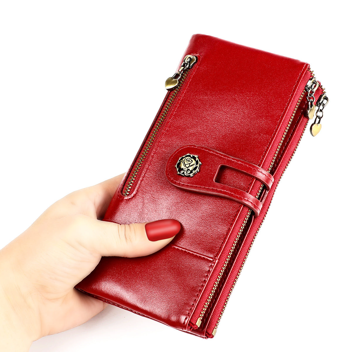 Women's Swiping Long Retro Leather Korean Fashion Ladies Wallets