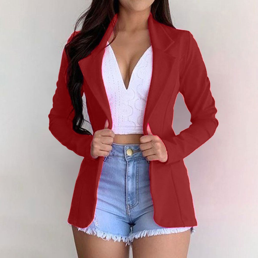 Lapel Long Sleeve Sweet Button Street Small Suit