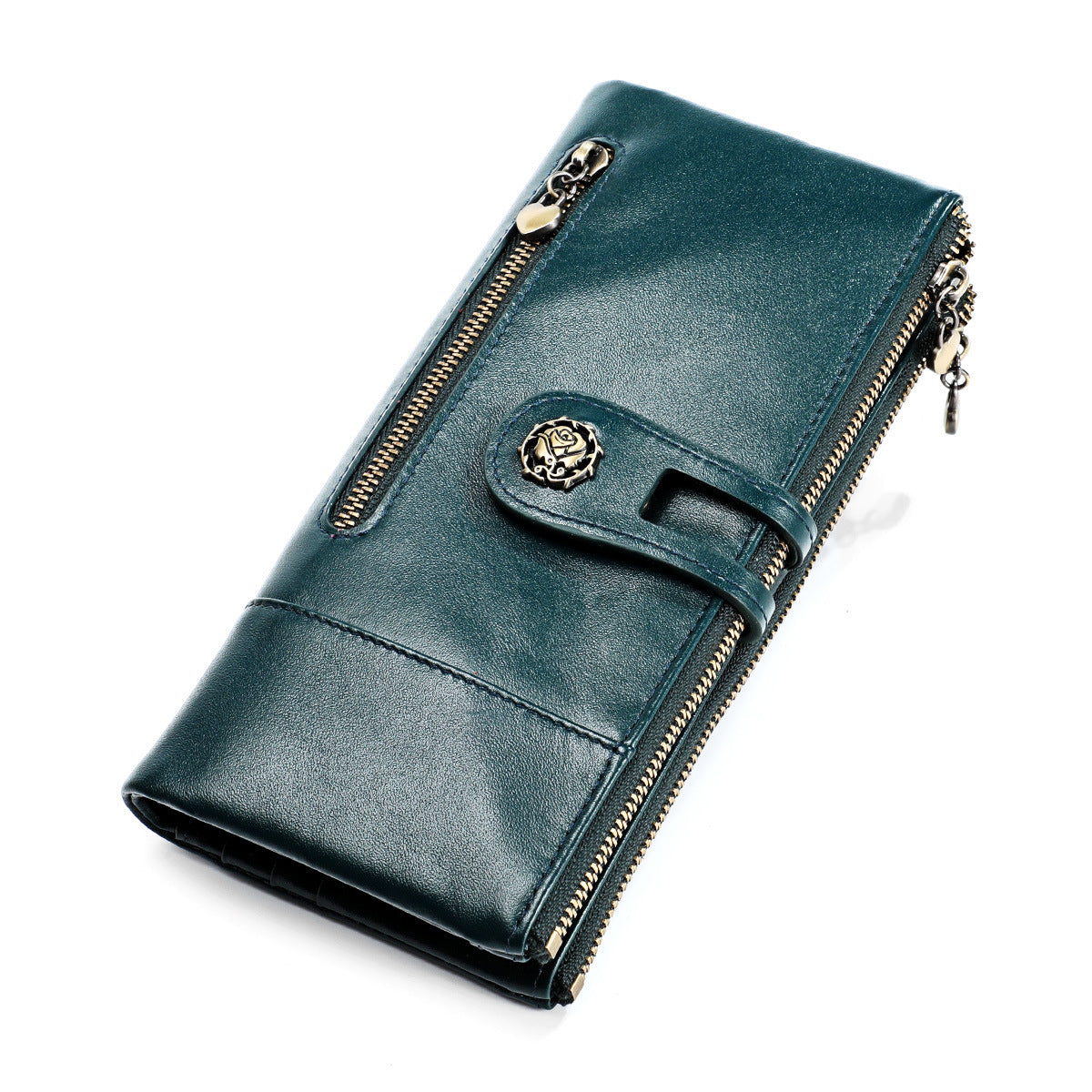 Women's Swiping Long Retro Leather Korean Fashion Ladies Wallets