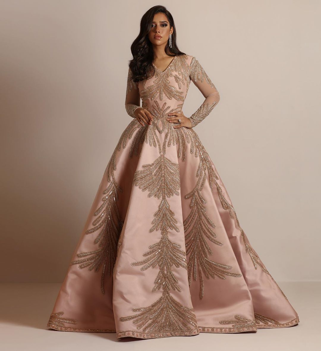 Women's Spring Bronzing Long Sleeve Dress Banquet Wedding Dresses