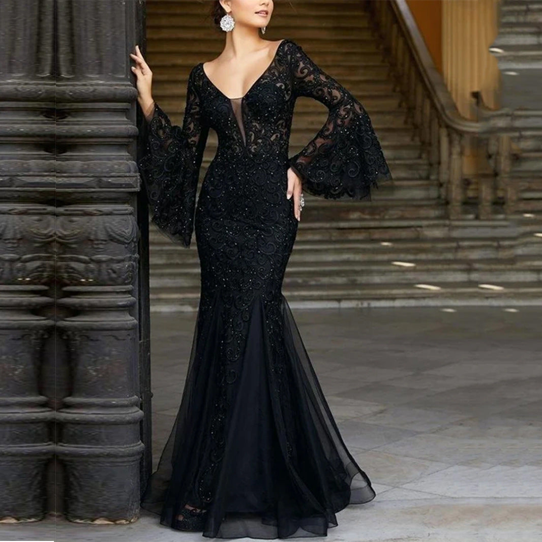 Dress Elegant Sexy Slim Fishtail Long Banquet Dresses