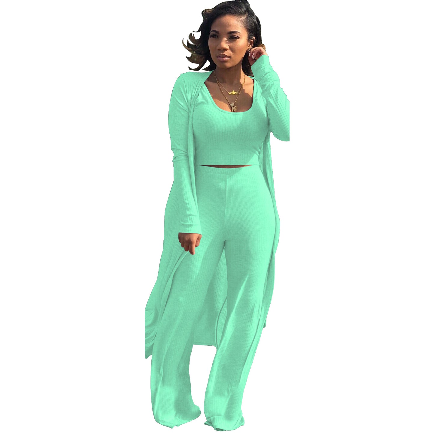 Women's Elastic Sunken Stripe Three-piece Tight Sexy Suits