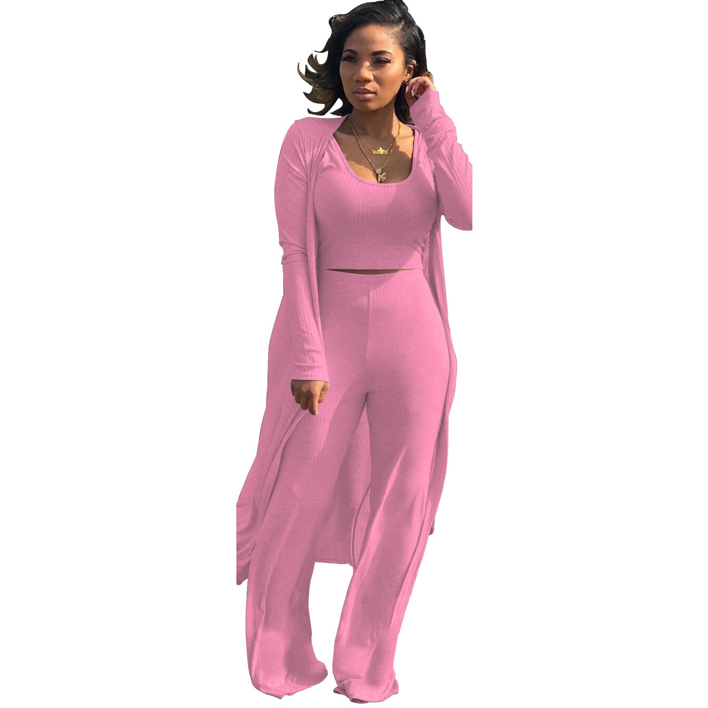 Women's Elastic Sunken Stripe Three-piece Tight Sexy Suits