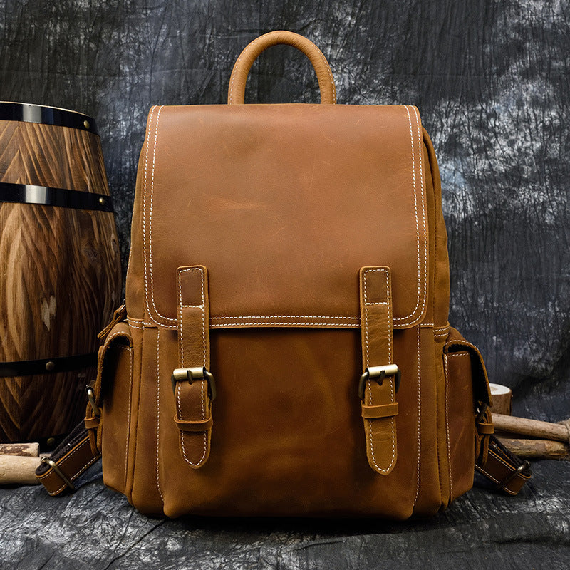 Women's & Men's & Crazy Horse Leather Retro Backpacks