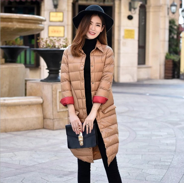 Women's Small Aircraft Lightweight Down Mid-length Korean Style Jackets