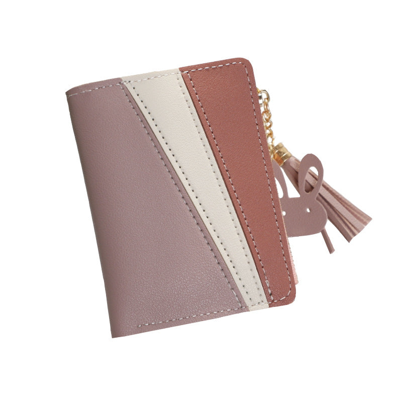 Women's Short Korean Style Fashion Color Contrast Trendy Ladies Wallets
