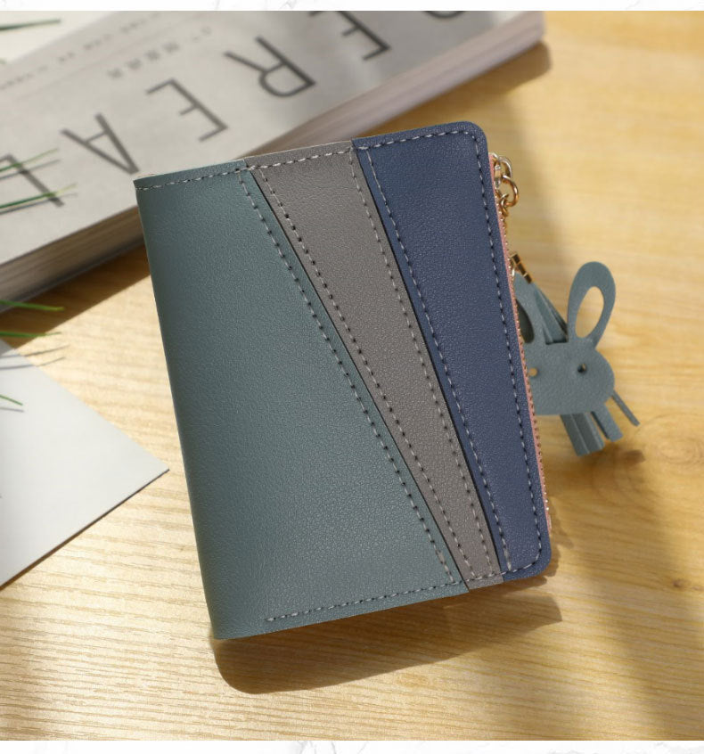 Women's Beautiful Short Leather Metal Zipper Ladies Wallets