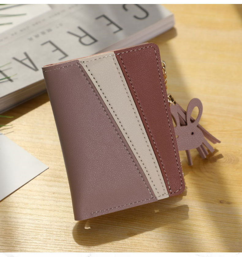 Women's Beautiful Short Leather Metal Zipper Ladies Wallets