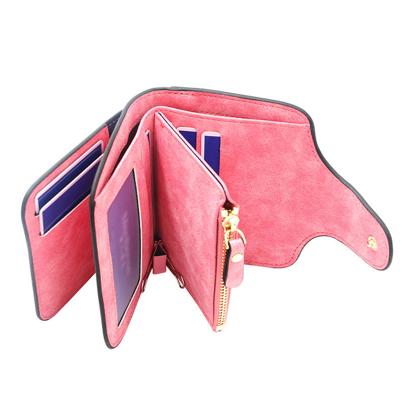 Women's Short Korean Matte Leather Cute Refreshing Ladies Wallets