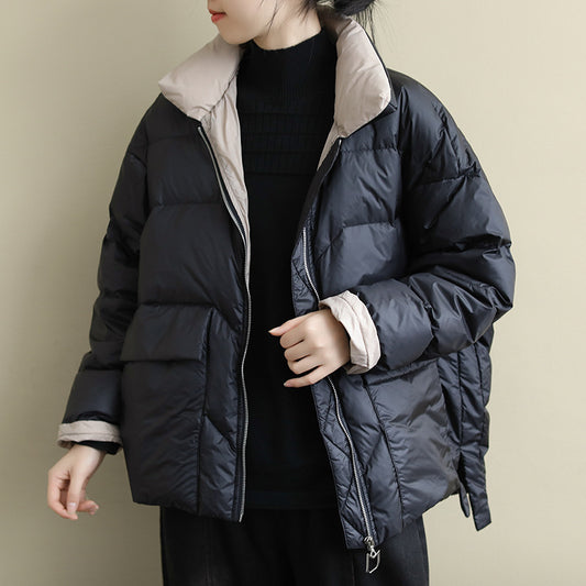Women's Artistic Long Sleeve Down Color Matching Jackets