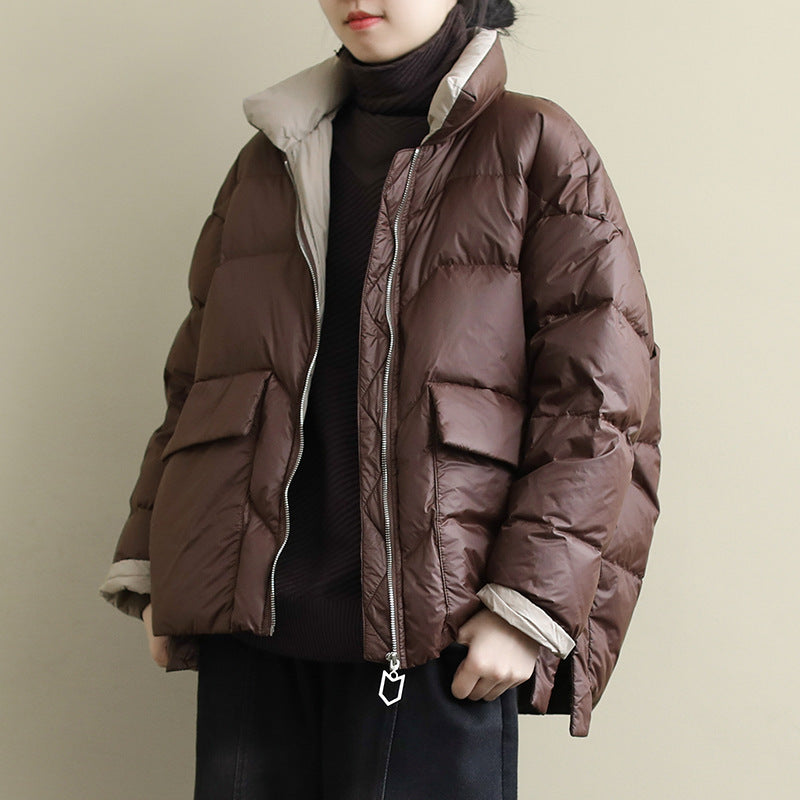 Women's Artistic Long Sleeve Down Color Matching Jackets