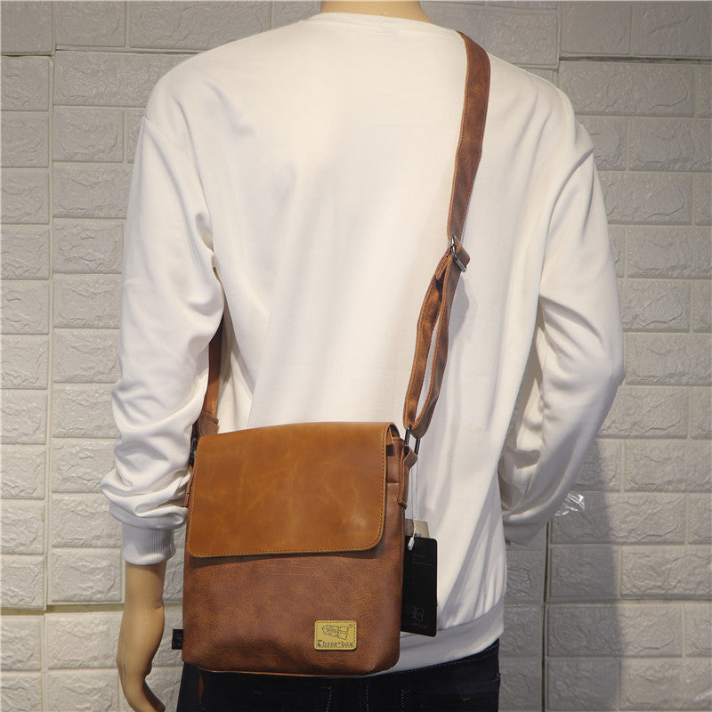Men's Green Trendy Vertical Style Flip Men's Shoulder Bags