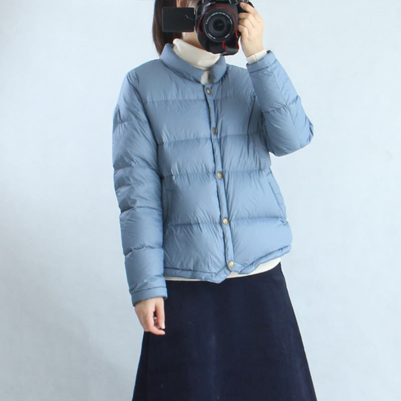 Women's Dovetail Lightweight Down Stand Collar Loose White Jackets