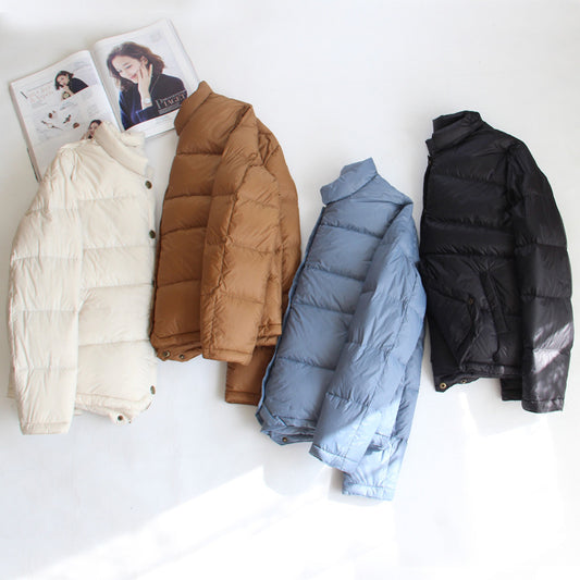 Women's Dovetail Lightweight Down Stand Collar Loose White Jackets