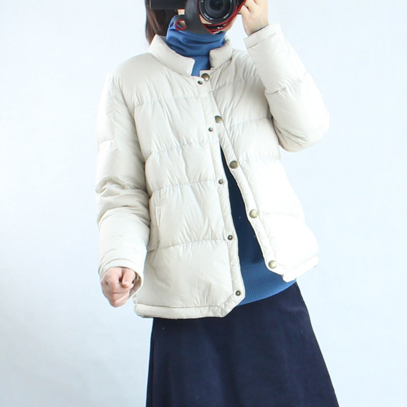 Women's Dovetail Lightweight Down Stand Collar Loose White Jackets