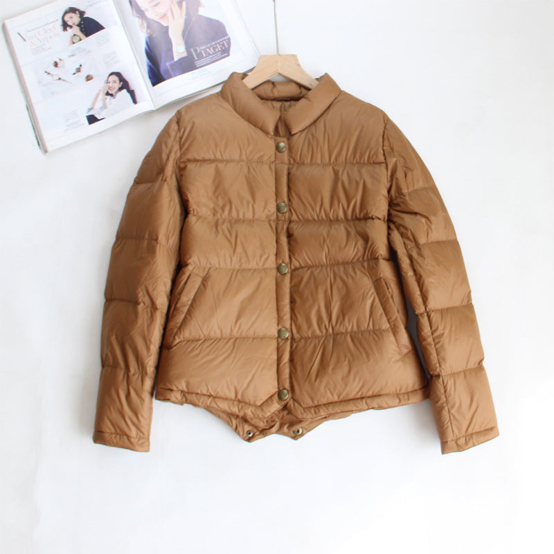 Women's Dovetail Lightweight Down Stand Collar Loose White Jackets
