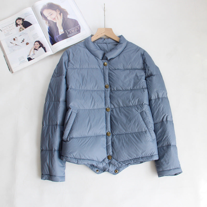 Women's Dovetail Lightweight Down Stand Collar Loose White Jackets
