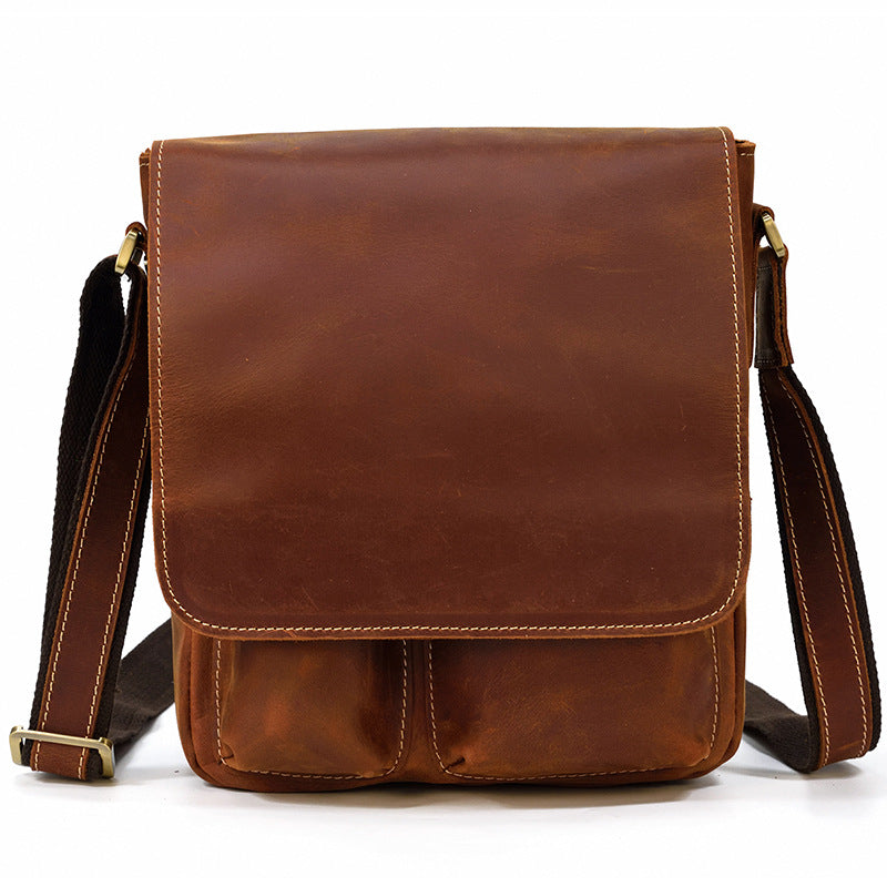 Men's Leather Crazy Horse First Layer Cowhide Men's Shoulder Bags