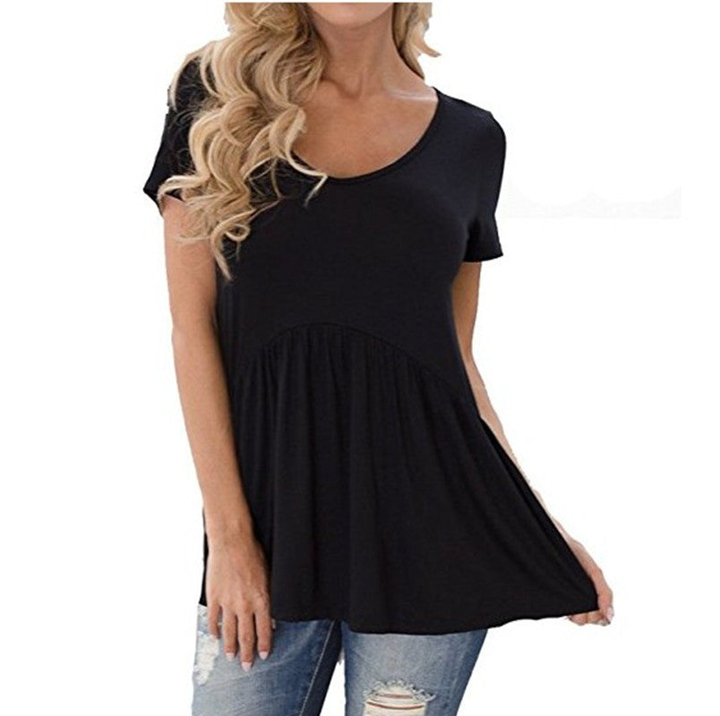 Trendy Women's Fashion Girdle Patchwork Short-sleeved Women's T-shirt