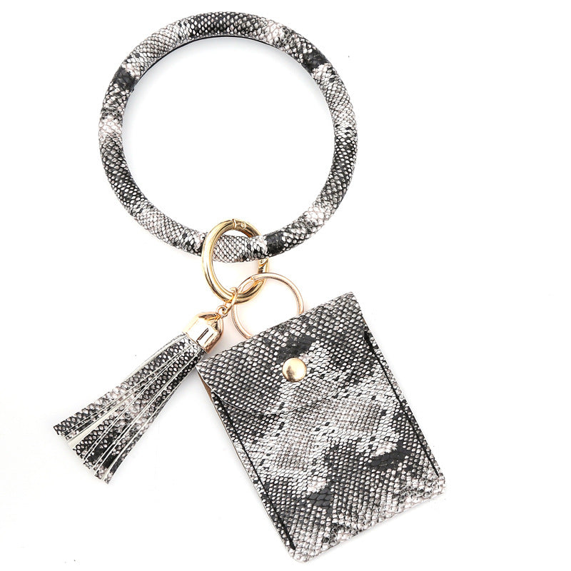 Bracelet Tassel Leather Stone Pattern Crocodile Card Holder