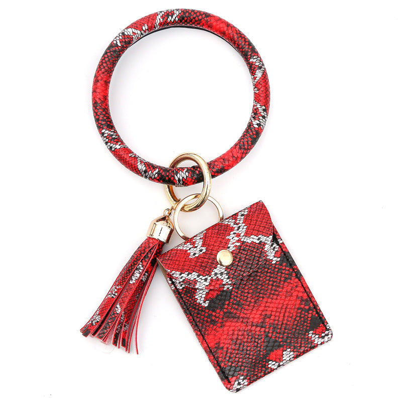 Bracelet Tassel Leather Stone Pattern Crocodile Card Holder