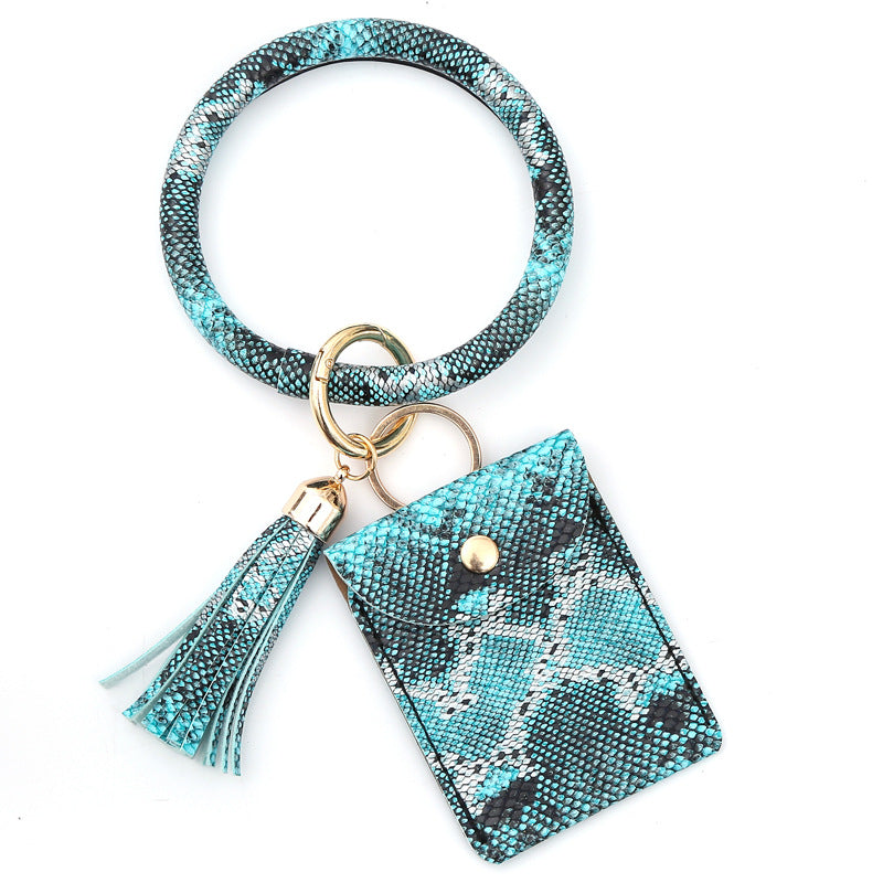 Bracelet Tassel Leather Stone Pattern Crocodile Card Holder