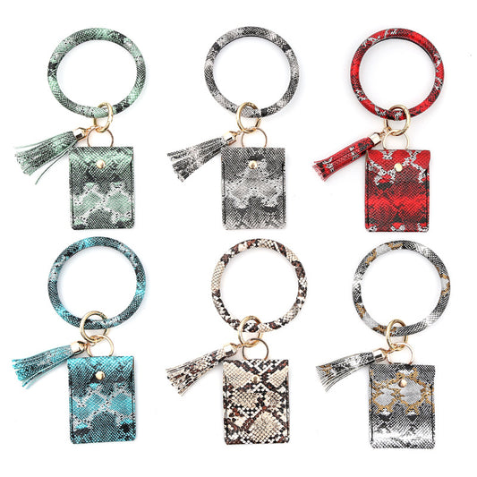 Bracelet Tassel Leather Stone Pattern Crocodile Card Holder