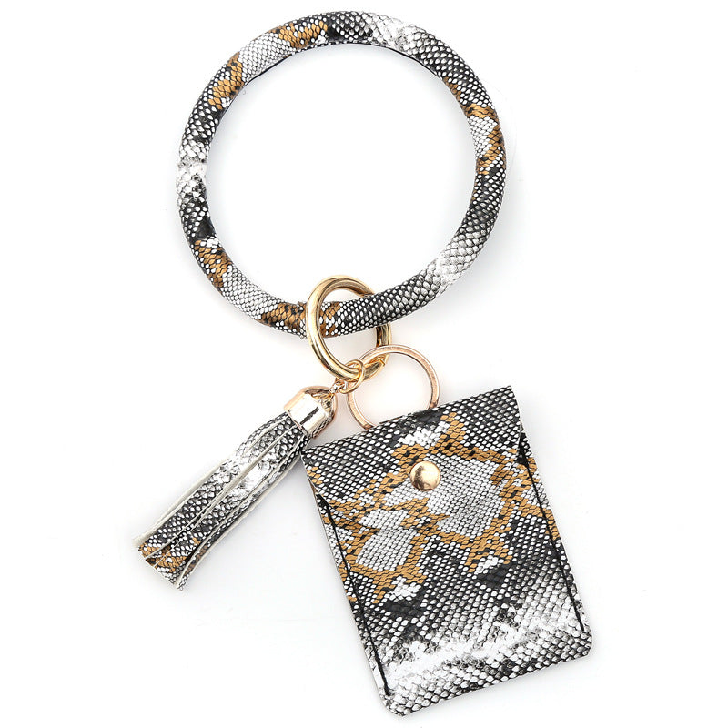 Bracelet Tassel Leather Stone Pattern Crocodile Card Holder