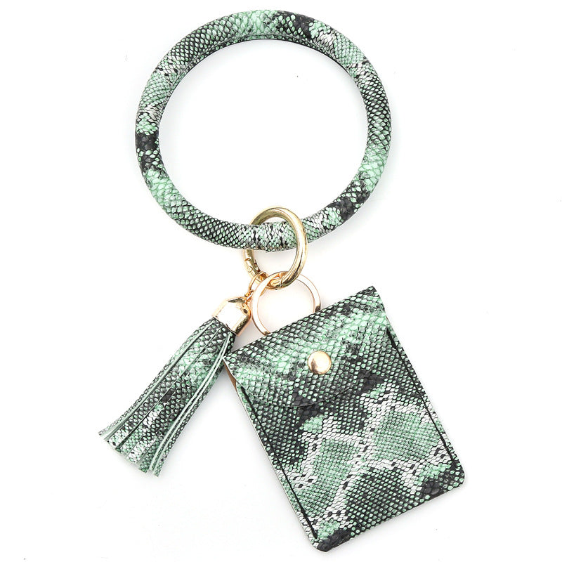 Bracelet Tassel Leather Stone Pattern Crocodile Card Holder