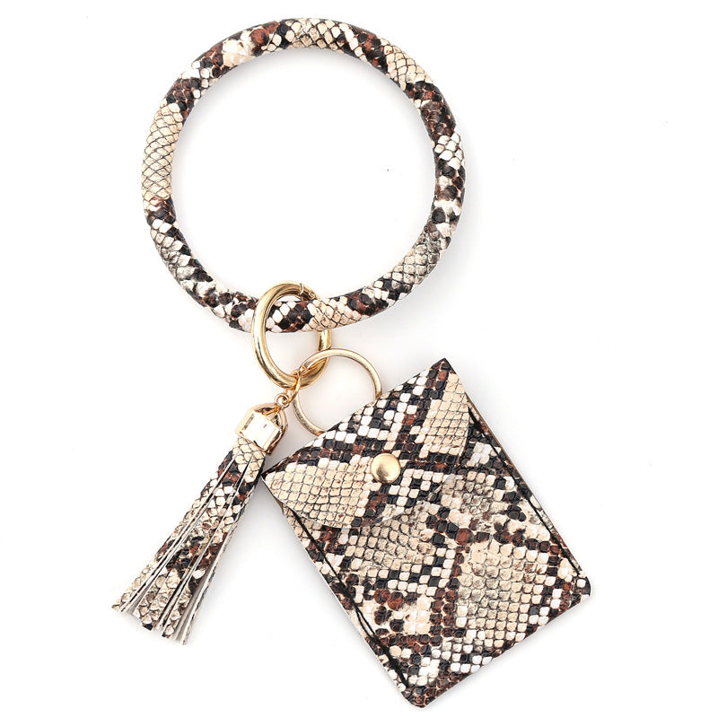 Bracelet Tassel Leather Stone Pattern Crocodile Card Holder