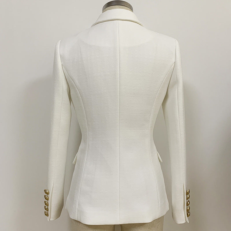 Fashion Female Metal Lion Buckle Double-breasted Small Suit